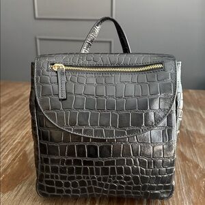 Ashwood Cheltenham Croc Collection mini black backpack